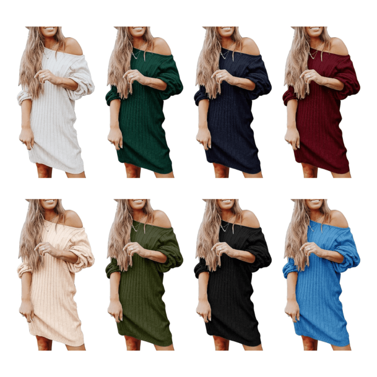 PRETTYGARDEN Ribbed Knit Crewneck Oversized Pullover Sweater Dress!