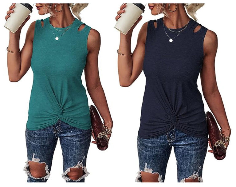 Anbech Women’s Twist Front Sleeveless Tank Top!