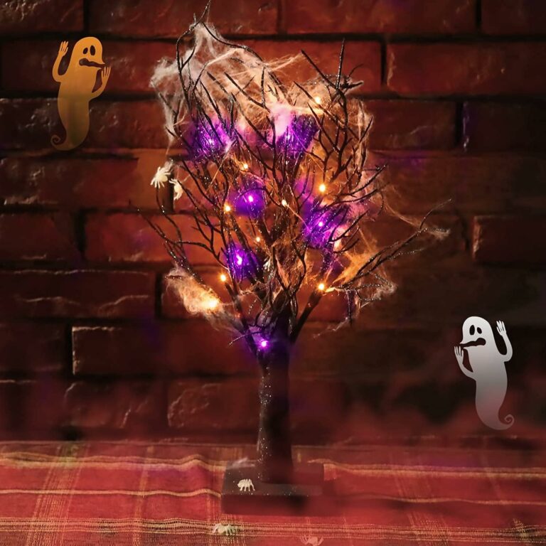 FUNPENY Battery Operated 2-Foot Lighted Black Spooky Black Birch Tree!