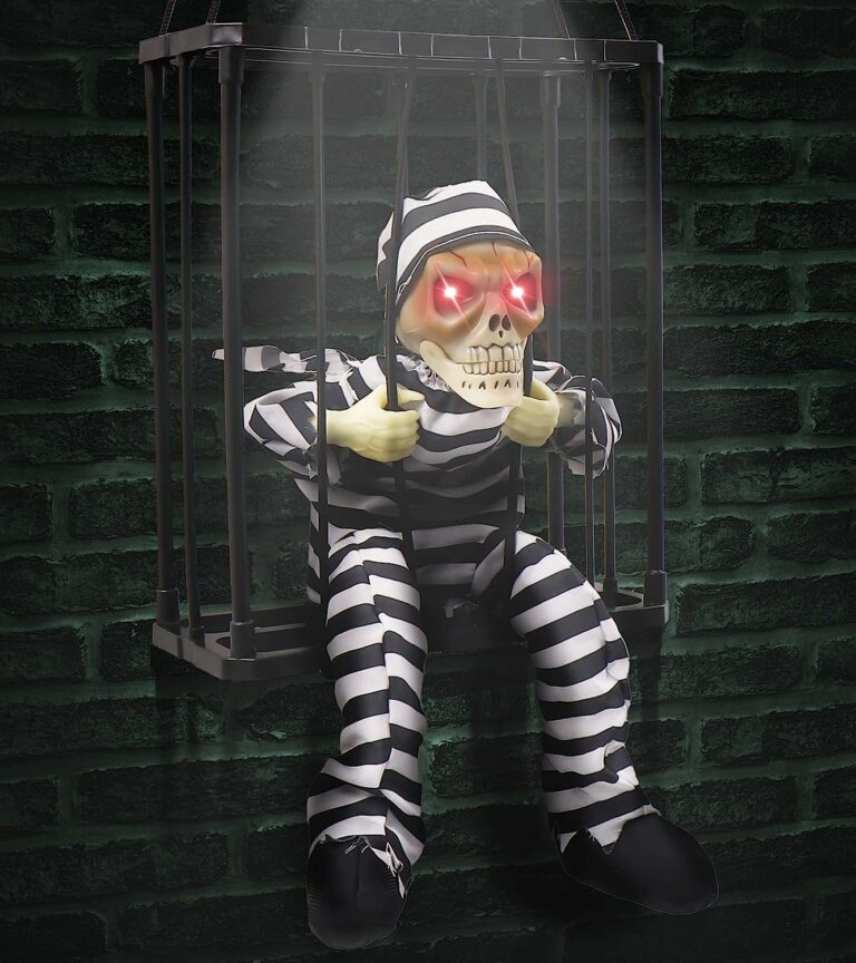 Sago Brothers Animated Hanging Scary Skull Cage Prisoner!
