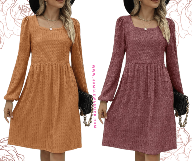 WEESO Women’s Square Neck Babydoll Knee-Length Dress!