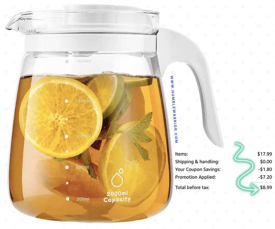 HIHOUS 60oz Glass Pitcher with a Lid & Handle!