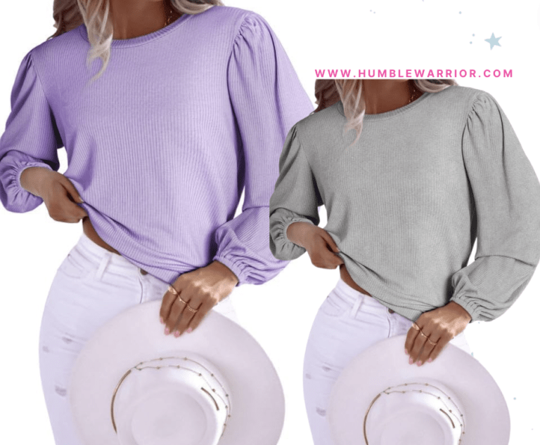 SHHEWIN Women’s Ribbed Knit Puff-Sleeve Crewneck Sweatshirts!