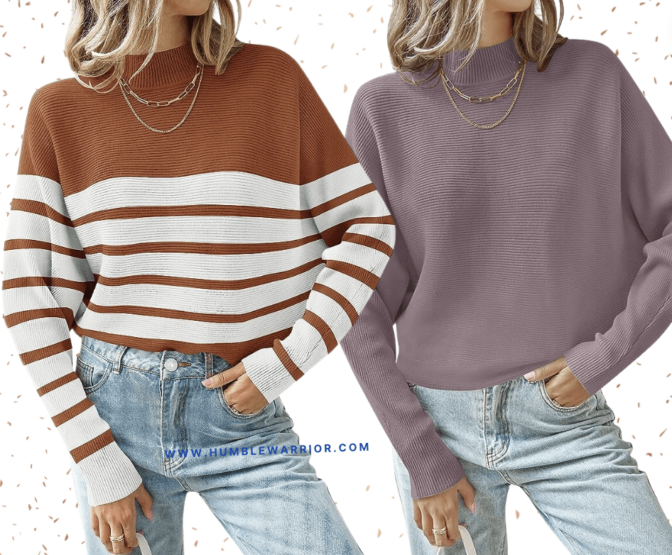 ZESICA Batwing Ribbed Knit Pullover Jumper!