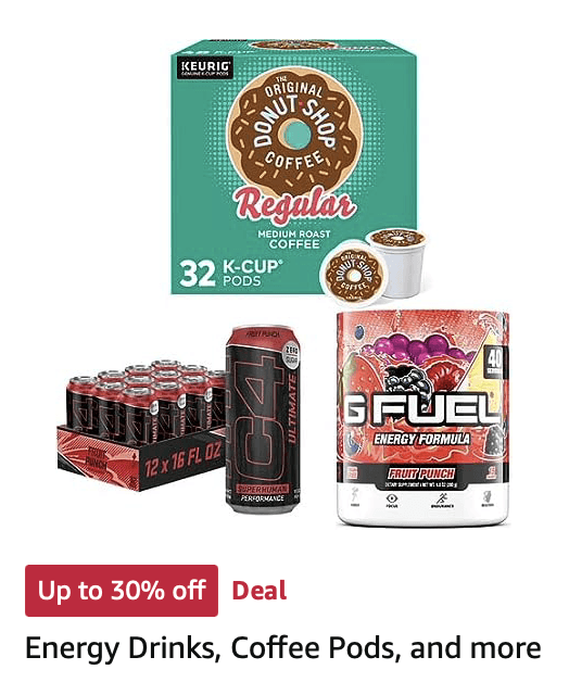 ️ Energy Drinks, Coffee Pods, and more Up To