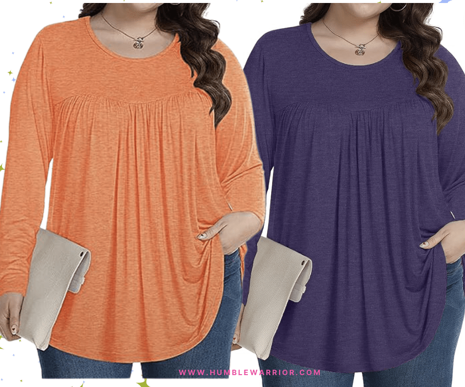 HDLTE Women’s Plus Size Long-Sleeve Tunic Tops!