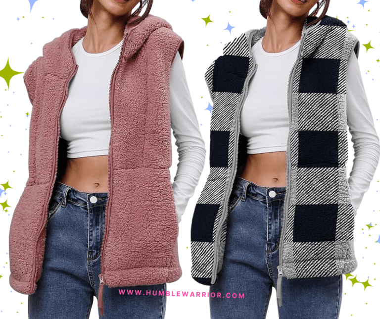 TFSDOD Women’s Fuzzy Sherpa Fleece Zip-Up Sweater Vest!