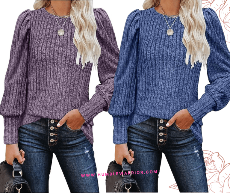 MIHOLL Women’s Long Sleeve Ribbed Crewneck Loose Blouse!