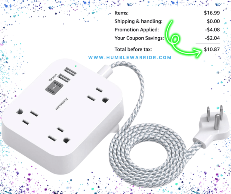 HANYCONY 5 FT Power Strip with 3 USB Ports & 3 Outlets!