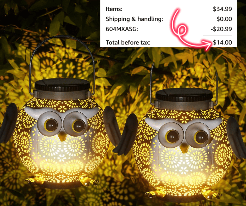 Set of 2 Hanging Solar Owl Lanterns!