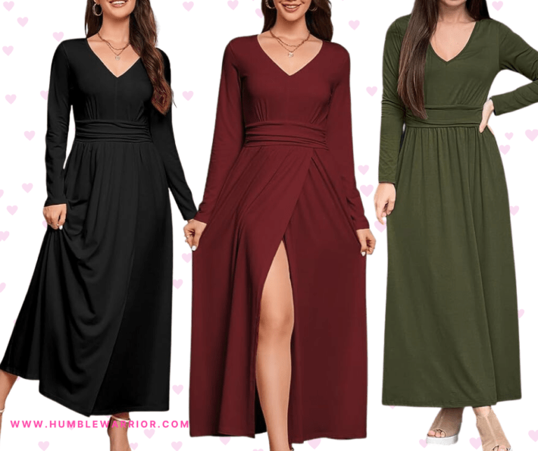 ULTRANICE V-Neck Long Sleeve Slit Maxi Dress with Pockets!