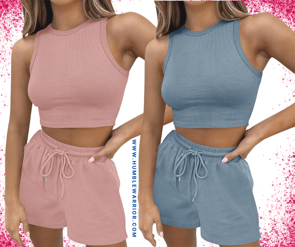 ZESICA 2-Piece Waffle Knit Pajama Set!
