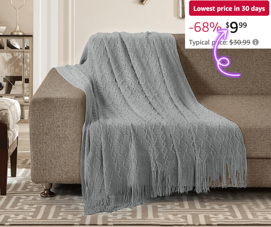 HOMEIDEAS Decorative Tassel Knit Throw Blanket!