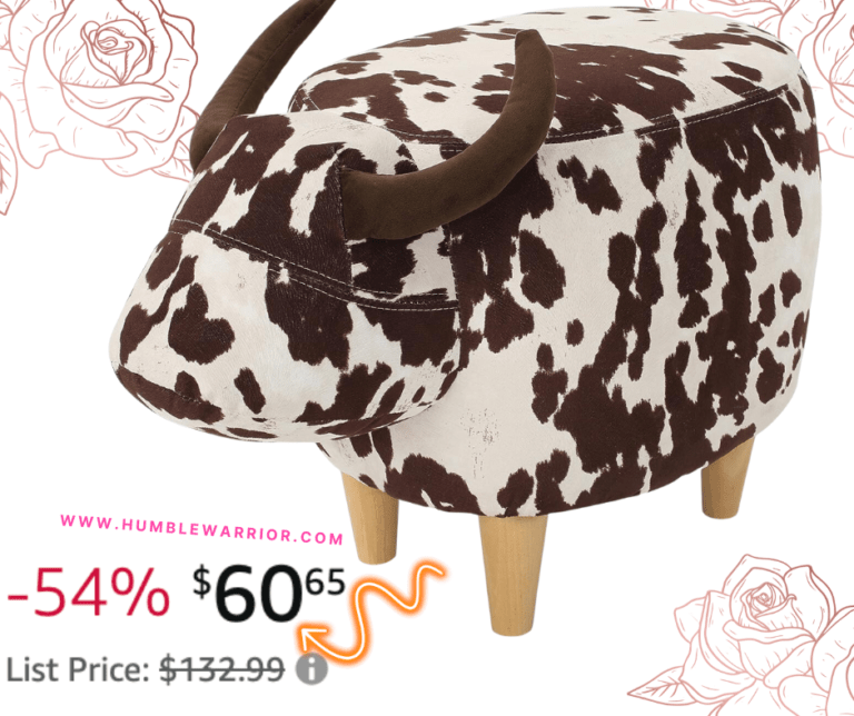 GDFStudio Bertha Cow-Patterned Velvet Ottoman!