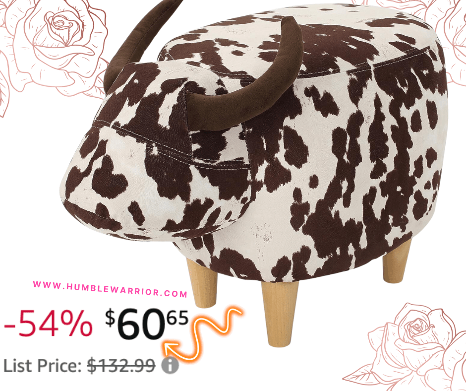 GDFStudio Bertha Cow-Patterned Velvet Ottoman!