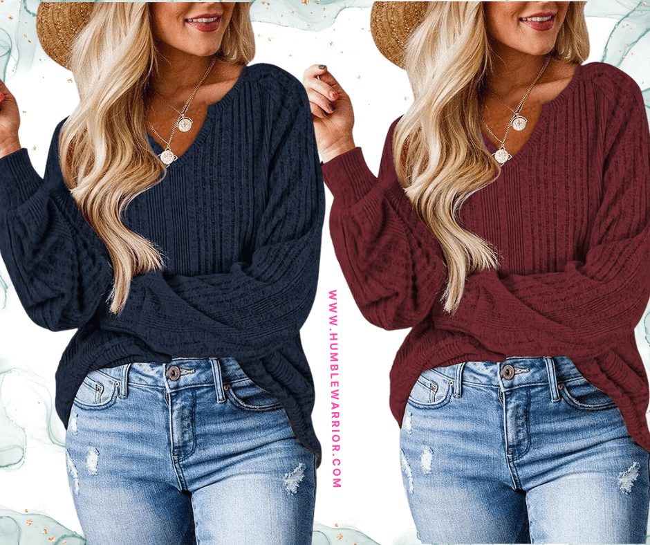 MixShe Women’s Long Sleeve V-Neck Tunic Sweater!