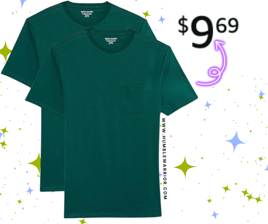 Amazon Essentials 2-Pack Men’s Slim-Fit Crewneck Short Sleeve Tees!