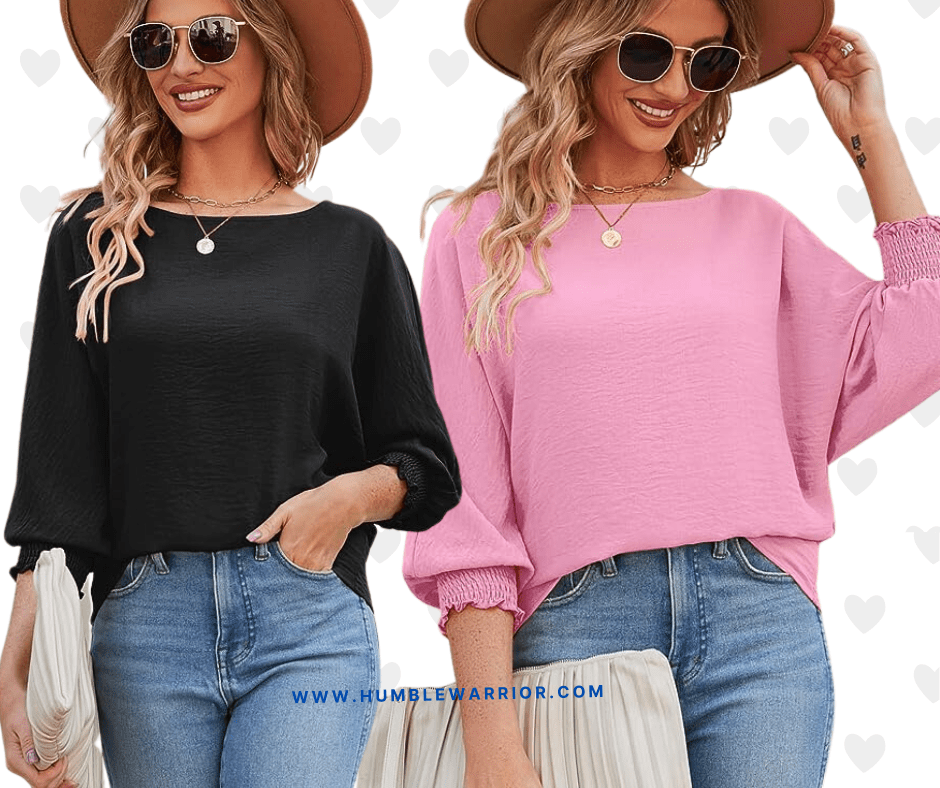 BLUEMING Women’s Puff Sleeve Loose 3/4 Sleeve Blouse!