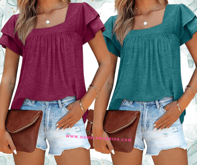 WIHOLL Women’s Square Neck Ruffle Sleeve Top!