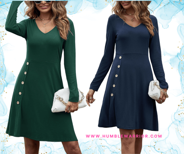 LAISHEN V-Neck Ribbed High Waisted Flowy Midi Dress!