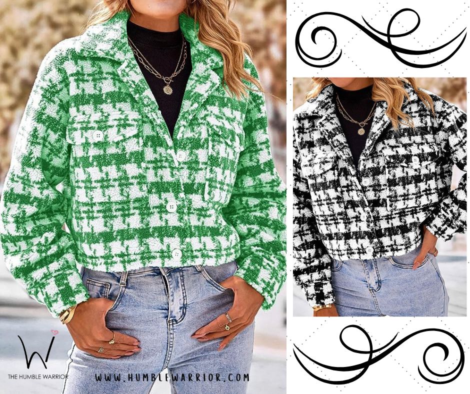PRETTYGARDEN Plaid Fleece Cropped Jackets!!