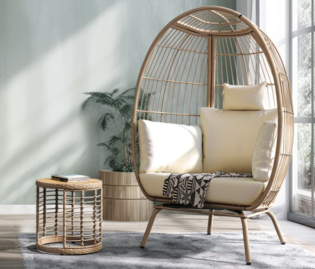 YITAHOME Wicker Egg Chair with Coffee Table