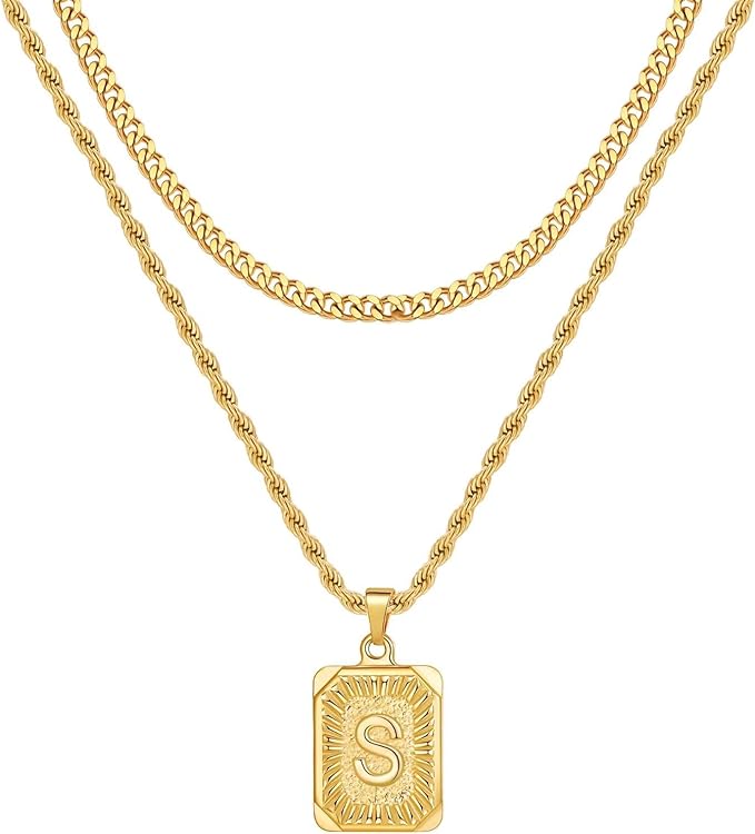 18K Gold Plated Gold Initial Necklace Sets!!