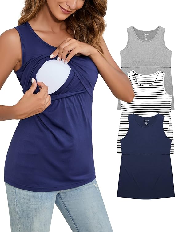 3-Packs of Sosolism Rayon Nursing Tank Tops!!