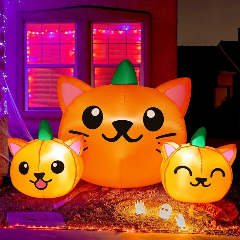 Halloween Inflatable 5FT Pumpkin Cat Trio