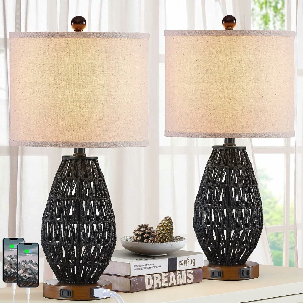 CINSARY Touch Control Rattan Table Lamps