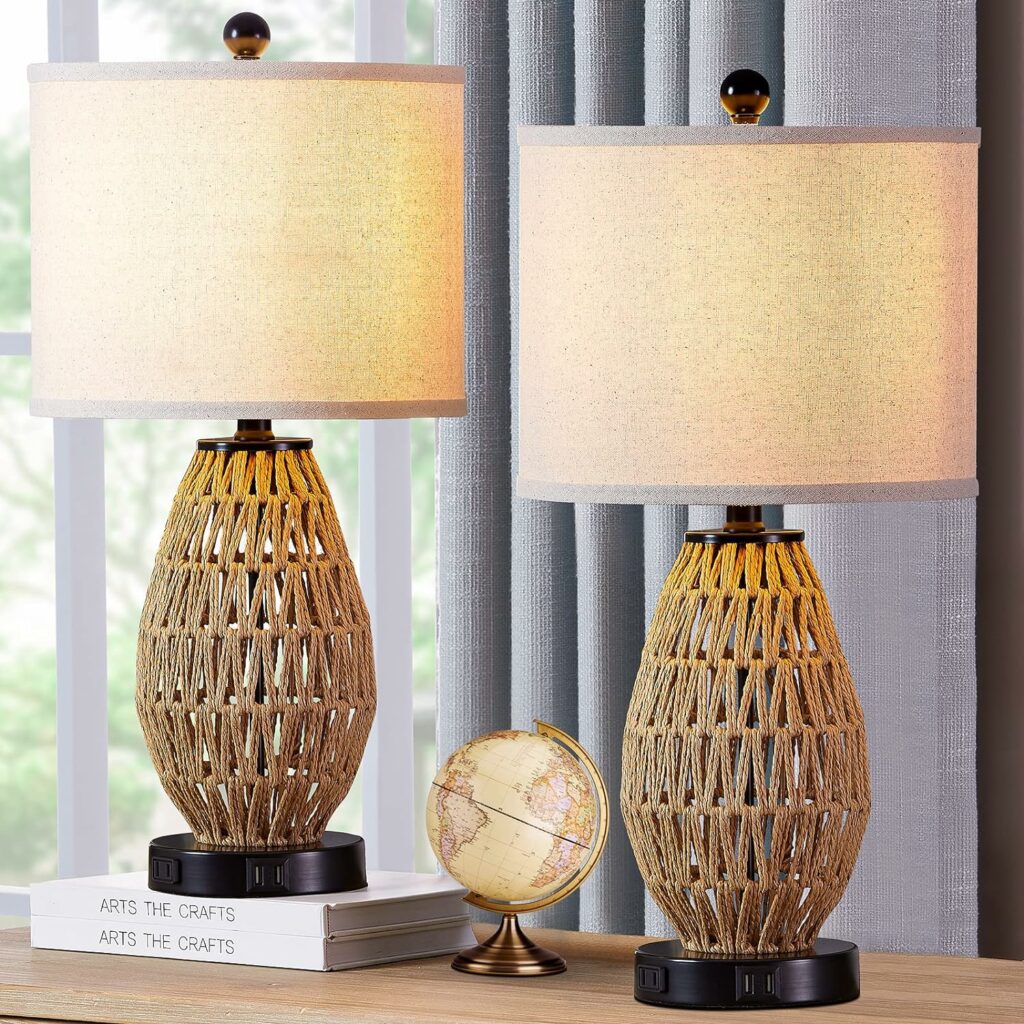 CINSARY Set of 2 Rattan Table Lamps!