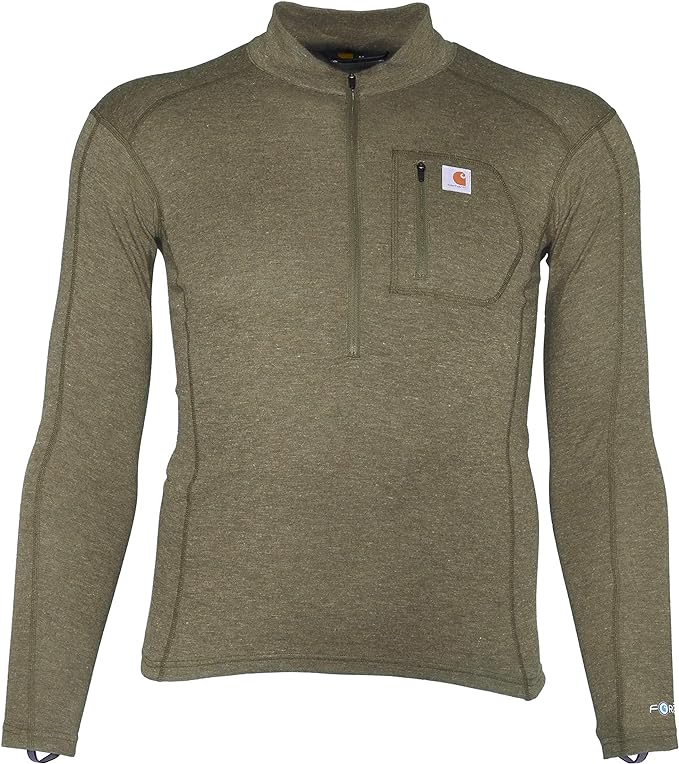 Carhartt Men’s Force Midweight Synthetic-Wool Blend Base Layer Quarter-Zip Pocket Top