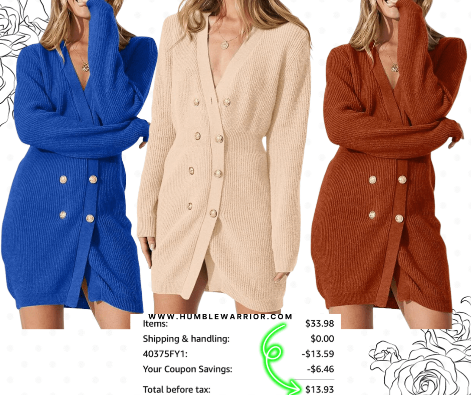 PRETTYGARDEN Long Sleeve Ribbed Knit Cardigan Sweater Dress!
