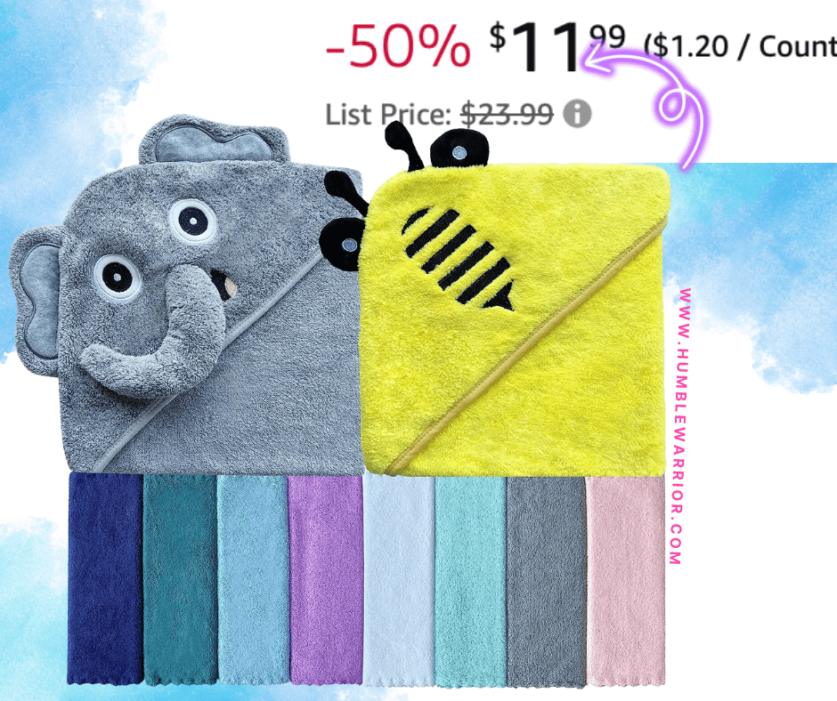 2-BabyBee & Elephant Bath Towels & 8 Washcloths Set!
