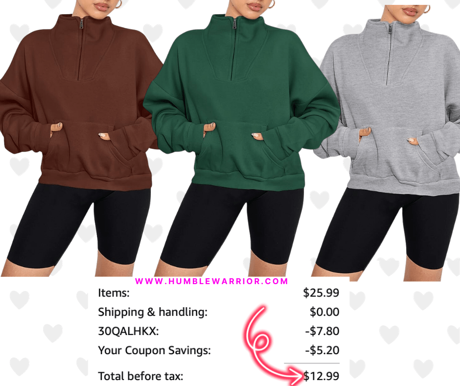 PRETTYGARDEN Half-Zip Oversized V-Neck Sweatshirt with Pockets!