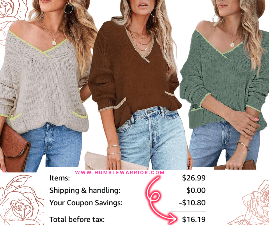 SHEWIN Oversized V-Neck One Shoulder Knitted Sweater!
