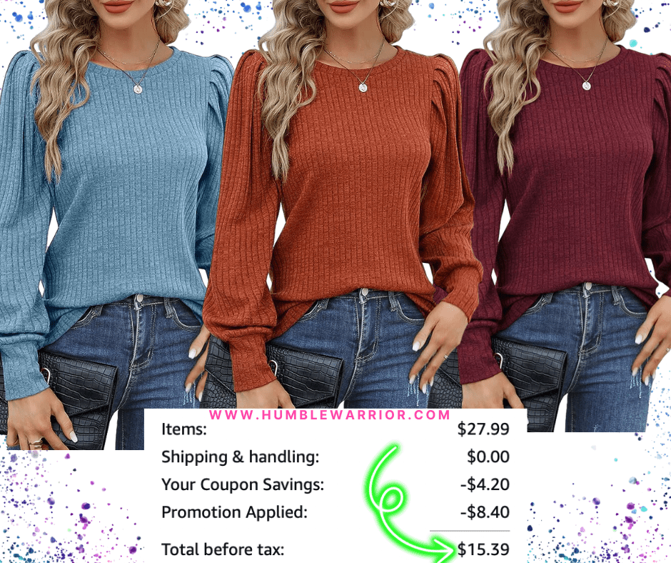HOTOUCH Puff Long Sleeve Knit Blouse!