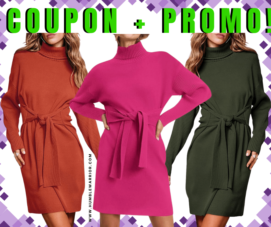 dowerme Turtleneck Ribbed Knit Sweater Dress!