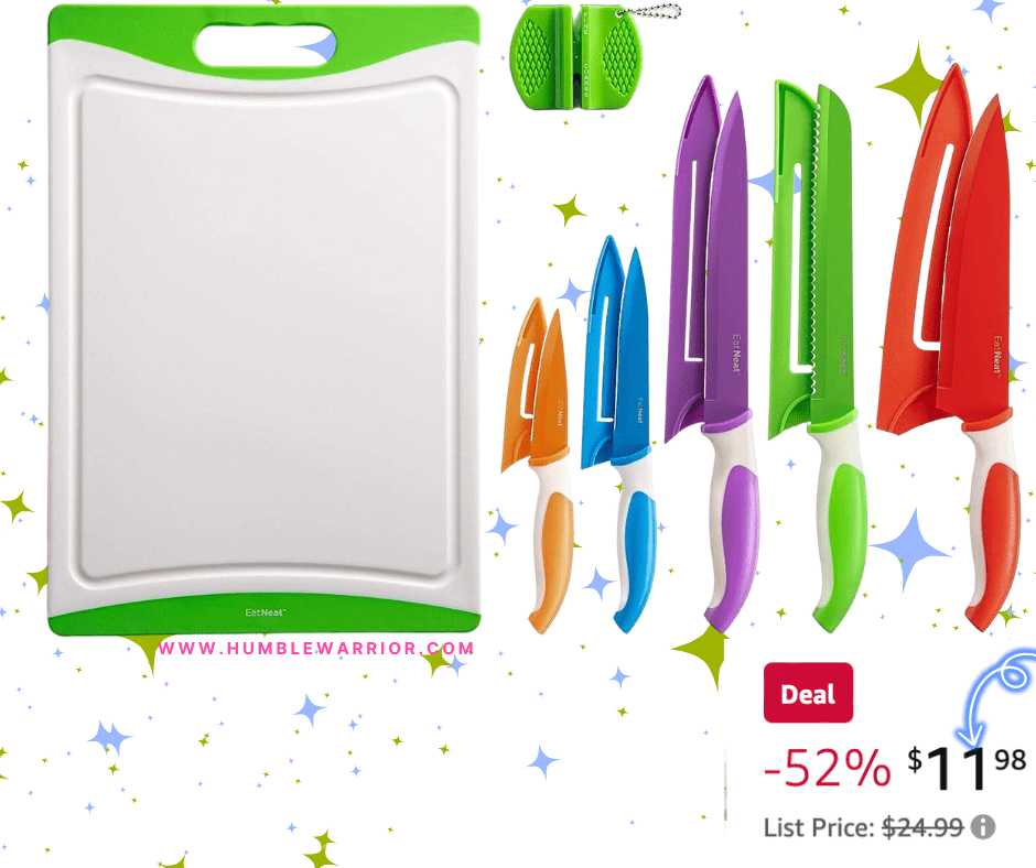 EatNeat 5 Stainless Steel Knives, Cutting Board, & Knife Sharpener!