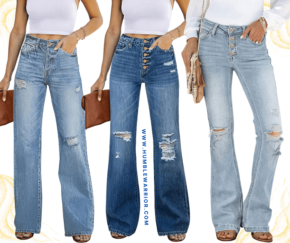 Utyful Women’s High Waisted Distressed Flare Jeans!