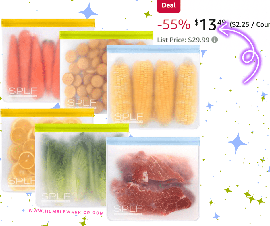 6-Pack of SPLF Reusable Leakproof Freezer Bags!