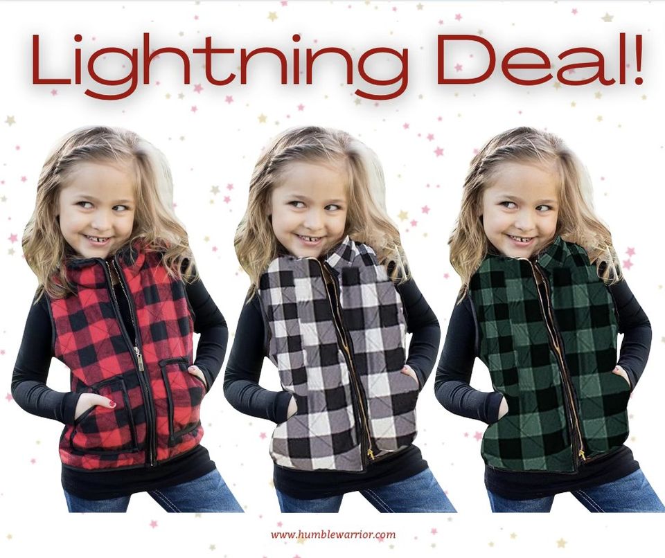 Ivay Girls Buffalo Cotton Plaid Quilted Vest
