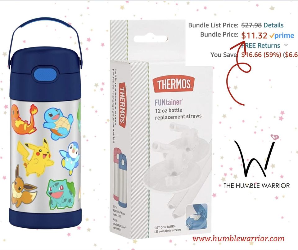 THERMOS FUNTAINER 12 Ounce Stainless Steel Vacuum Insulated Kids Straw Bottle