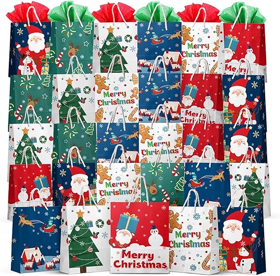30 Piece Holiday Gift Bag Set