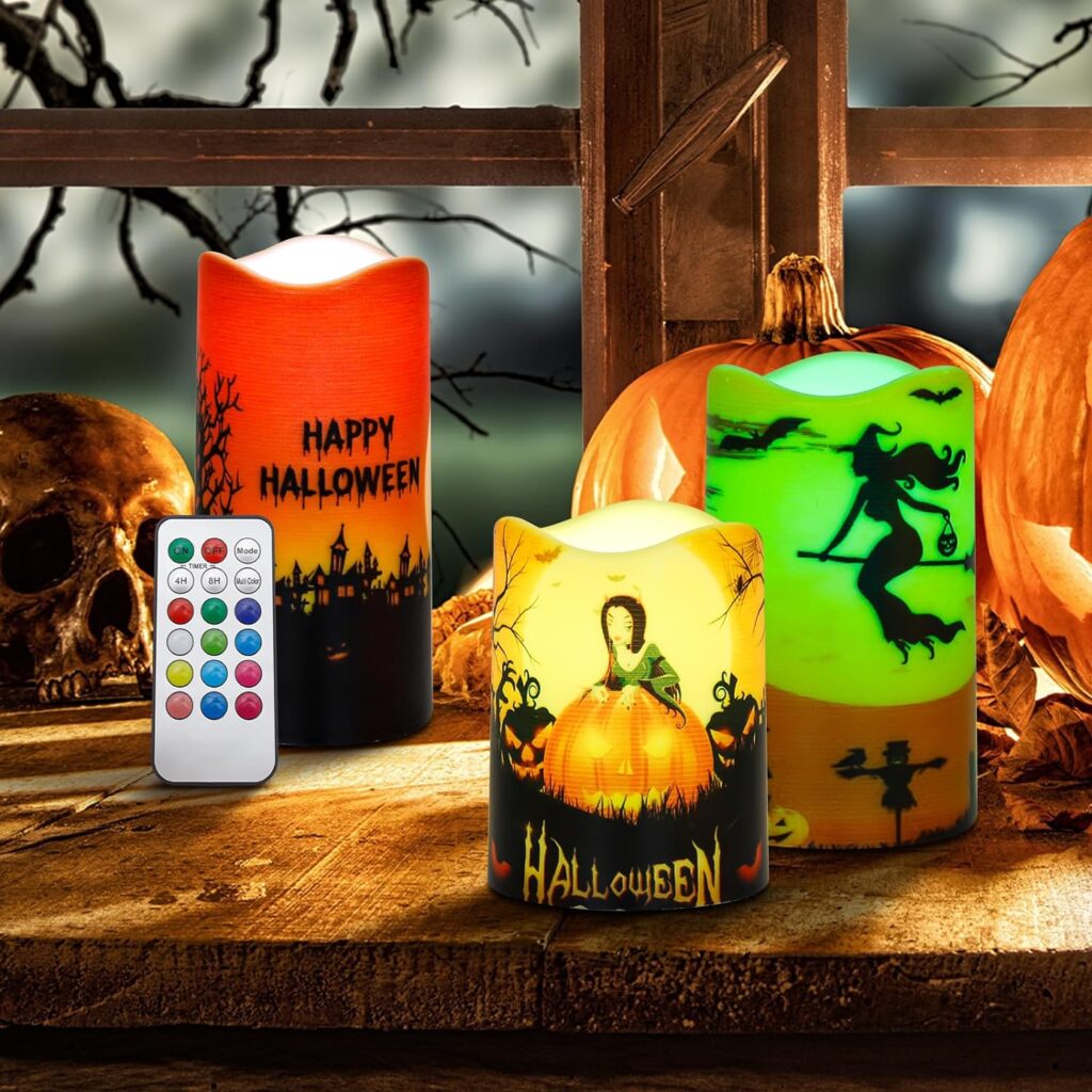 Aignis Set of 3 LED Color-Changing Halloween Candles!