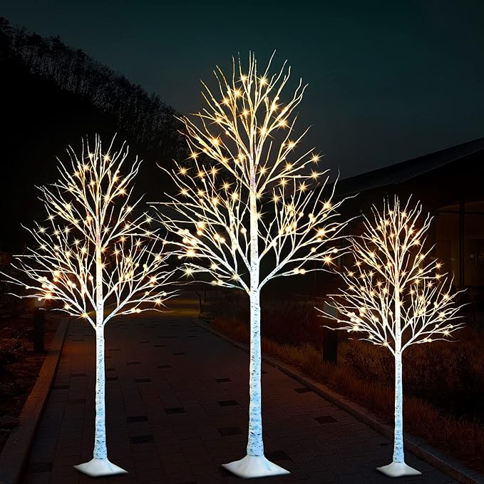 Lighted Birch Trees – Set of 3