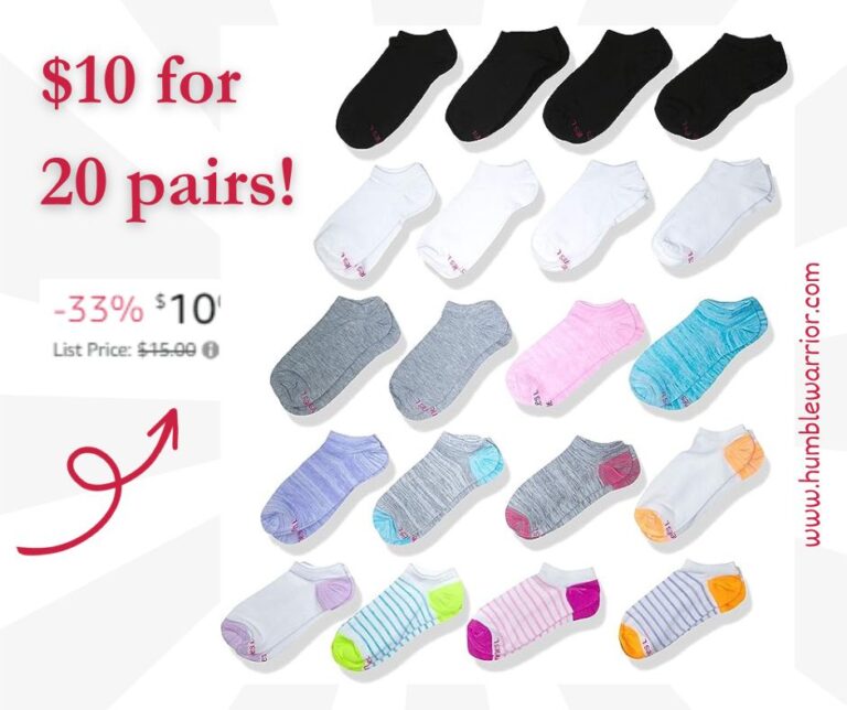 20 pairs of Hanes Girls’ No Show Socks