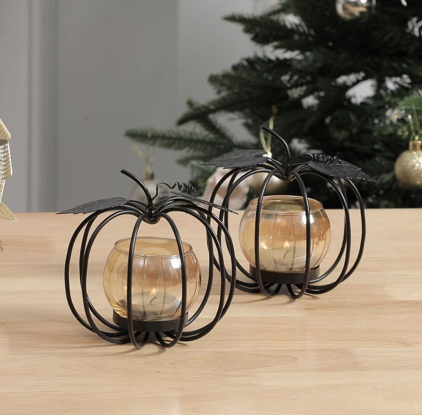 pumpkin votive candle holders