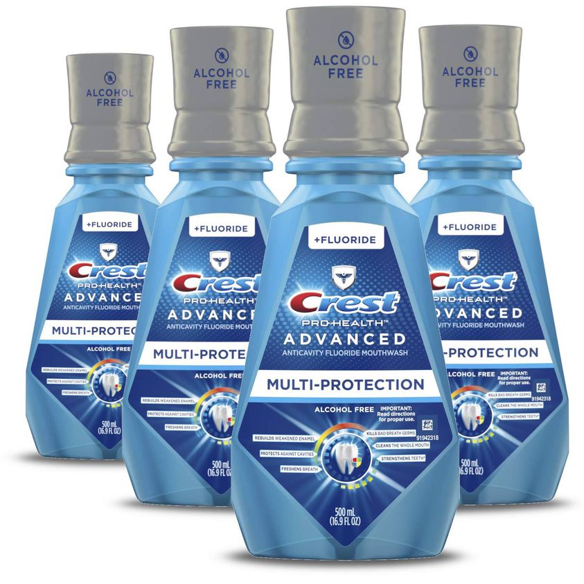 4 Pack of 16.9OZ Extra Deep Clean Fresh Mint Crest Pro-Health Advanced Multi-Protection Mouthwash