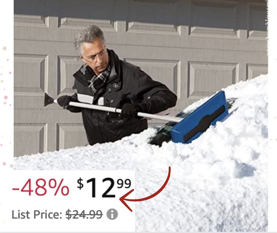 Snow Joe SJBLZD The Original 2-In-1 Telescoping Snow Broom + Ice Scraper